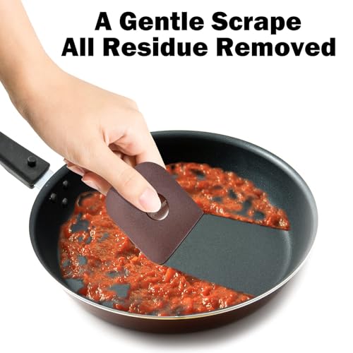 Pan Scraper, 5 Pcs Pot & Dish Scraper Plastic, Sturdy Scraper Kitchen Tool - color: Brown, size: 5 Pcs