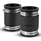 2 Pcs 1-1/2 IN Flexible PVC Pipe Coupling with Stainless Steel Clamps Fit 1-1/2 IN Nominal Pipes, Couplers for Plastic and Copper Pipe Plumbing Connections, Drain Repair, Dust Hose - size: 1-1/2 in