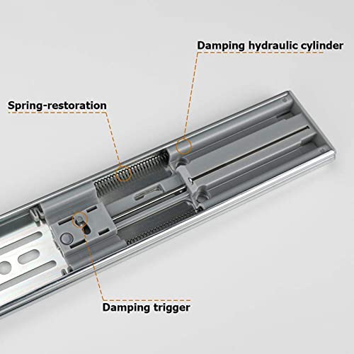 LONTAN 1 Pair Soft Close Drawer Slides 16 Inch Heavy Duty Cabinet Rails - color: Silver-Soft Close, size: 16 Inch - Drawer Slide