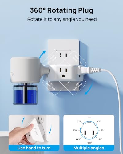 TROND 2 Prong to 3 Prong Outlet Adapter with 360 Rotating Plug - color: White, size: 3AC-2 Prong (Rotating Plug), 1 Pack
