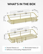 Nieifi Shower Caddy Adhesive, Shower Shelves, Shampoo Holder for Bathroom - color: Gold, size: 2 Pack