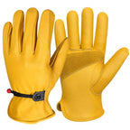 Cowhide Work Gloves Men & Women, Reinforced Palm, Puncture Resistanta - size: Large