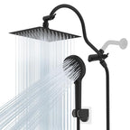 Hibbent All Metal cUPC Certified High Pressure Rainfall 8'' Shower Head - color: Matte Black, style: Square 8''