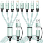 4 in 2 Multi Charging Cable, USBA/C Universal Charging Cords 2 Pack 5FT - color: Mint Green &Sliver