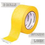 CHUANGSEED 3-Pack Yellow Painters Tape 1.88 Inches x 60 Yards Blue Masking Tape Bulk - Sharp Edge Line Technology, Produces Sharp Lines Residue-Free and Artisan Grade Wall Trim Tape - color: Yellow