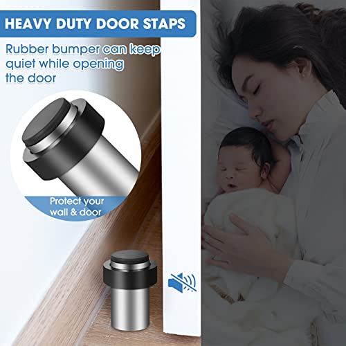 Chumia 20 Pcs Floor Mounted Door Stopper Stainless Steel,Silver - color: Silver