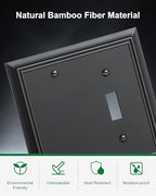 2-Pack Natural Bamboo Fiber Combo Blank/Toggle Light Switch Cover Plate - color: Matte Black, size: 1 Blank/1 Toggle 2PK
