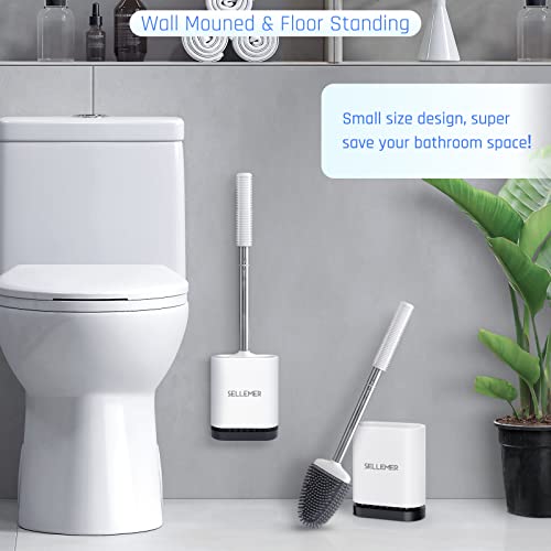 Sellemer Silicone Toilet Brush, Ventilation Slots Base Holder 4 Pack, White - color: White-4pcs