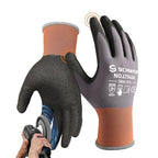 Schwer 6 Pairs Work Gloves Sandy Nitrile Coated, Touchscreen, LT5626, XL - color: Grey, size: X-Large
