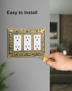 2-Pack Paisley Pattern Triple Decorator Outlet Cover Plate - style: 3 Decorator 2PK