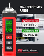 KAIWEETS Non Contact Voltage Tester, CAT IV 1000V Dual Range AC 12V/70V-1000V Electrical Tester Pen with LCD Display, Live Wire Detector, Breakpoint Finder for Outlet Testing, Circuit Troubleshooting