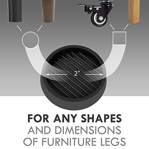 2X2 Round Rubber Caster Cups, Non Slip Furniture Pads - 8 Pack - color: Black, size: 2” 8pcs