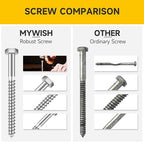 Mywish 3/8 Hex Head Lag Screws Assortment Kit, 46Pcs Heavy Duty Lag Bolts with Washers, 304 Stainless Steel Bolts 18-8 5-Size Wood Screws for Outdoor, Bright Finish 3/8 Bolt - size: 3/8 Assorted Kit