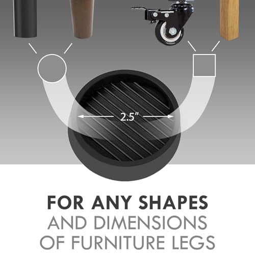 2.5X2.5 Round Rubber Caster Cups, Non Slip Furniture Pads - 4 Pack - color: Black, size: 2.5” 4pcs