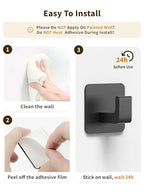 GWAAZXGZ Square Self Adhesive Towel Hooks - 6 Pack Matte Black Metal Hooks - color: Black, size: 6 Pack