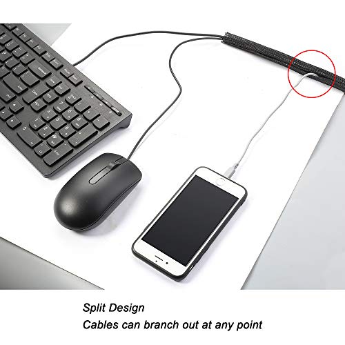 Cable Management Sleeve, Split Design, 25FT - 1 Inch, Black - color: Black, size: 1"-25ft