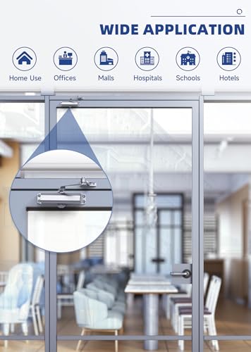 Automatic Door Closer Medium Size for Home & Commercial, Heavy Duty No Slam Mechanism, Silver - size: Medium, style: Silver