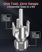 3PCS PVC Pipe Threader Kit for Drill,Internal & External Threads