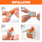 Nilight 115PCS Lever Wire Connector Nut Kits Inline Electrical Terminal - color: 115Pcs Lever Wire Connectors