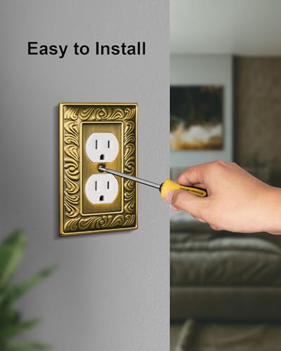 2-Pack Paisley Pattern Duplex Outlet Cover Plate,Metal Switch Plates - style: 1 Duplex 2PK