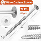 Frienda 2 Pound White Cabinet Screws Bulk #10x3'' Approx. 150 Pcs - color: Silver, size: #10x3 Inch