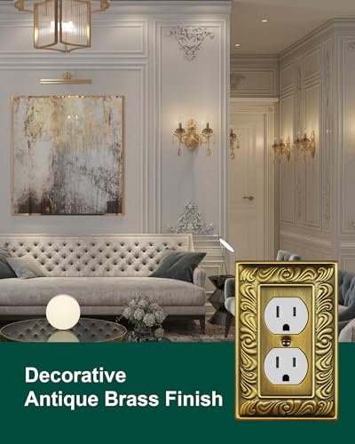 6-Pack Paisley Pattern Duplex Outlet Cover Plate,Metal Switch Plates - style: 1 Duplex 6PK