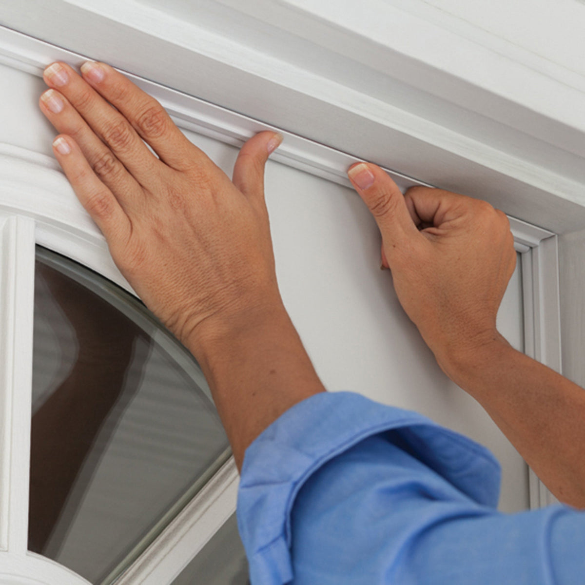 White Aluminum and Vinyl CINCH® Self-adhesive Top and Sides Door Seal Kit