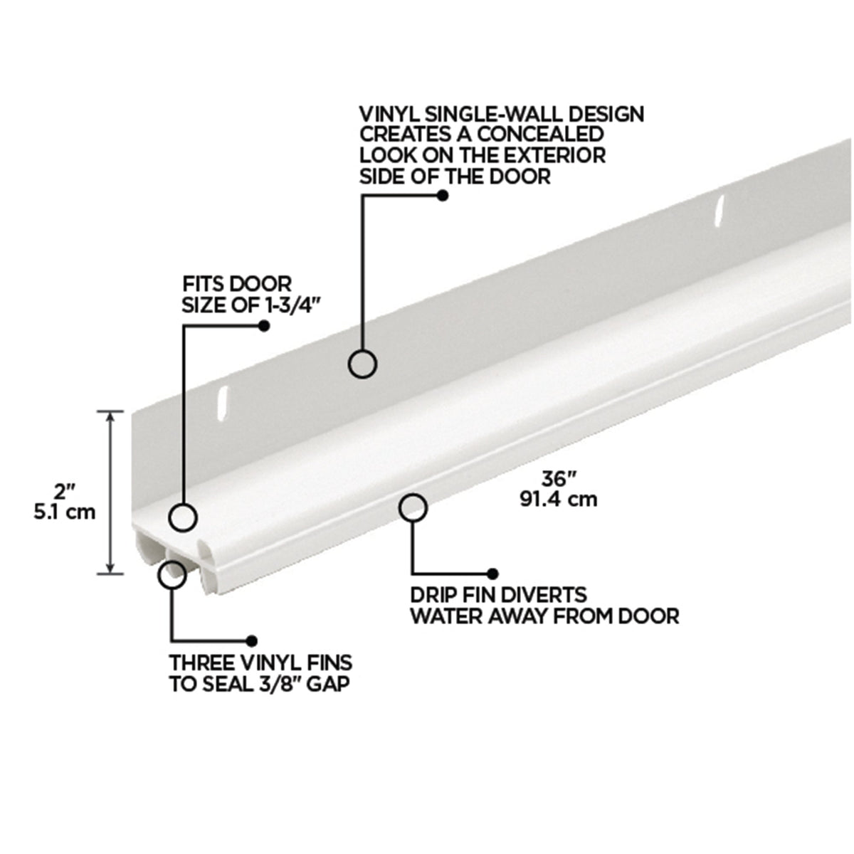 36 in. Vinyl L-Shape Screw-on Under Door Seal