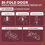 Pivot Pins, Guide Roller and Mount Brackets for Bi-fold Doors