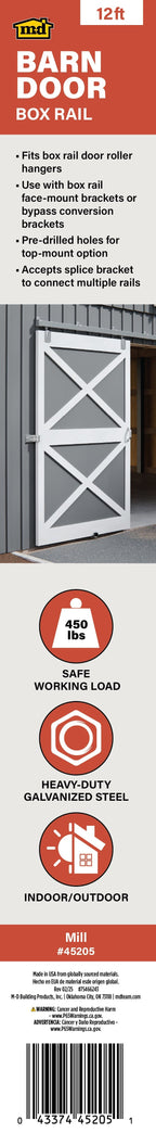 Heavy-Duty Box Rail for Exterior Barn Doors
