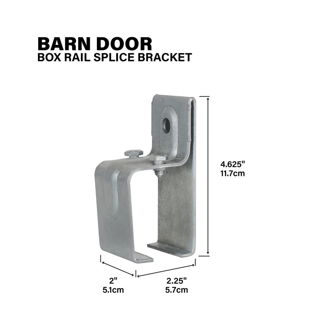 Heavy-Duty Box Splice Rail Bracket for Exterior Barn Doors
