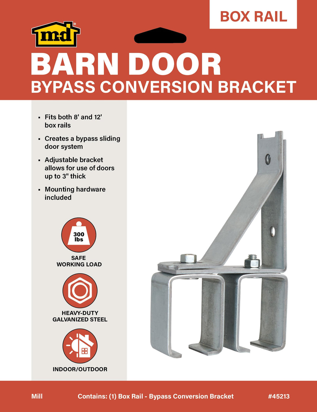 Heavy-Duty Bypass Conversion Bracket for Exterior Barn Doors
