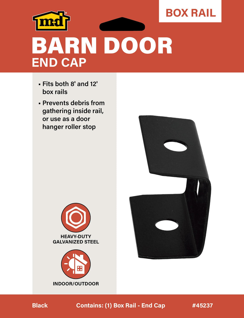 Box Rail End Cap for Exterior Barn Doors