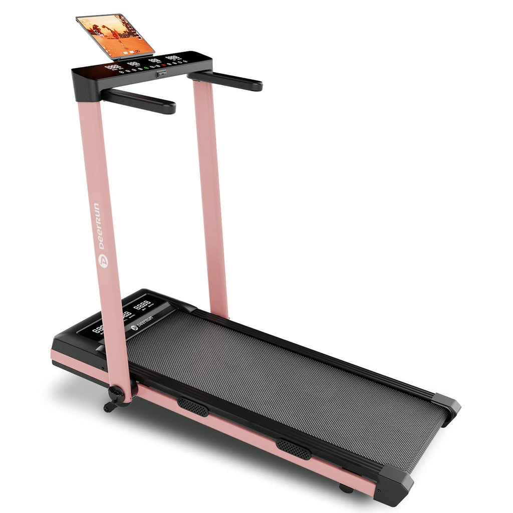 DeerRun Z10 Pro Muse Type 2 in 1 Foldable Treadmill with Remote Control, 12% Auto Incline, Pink