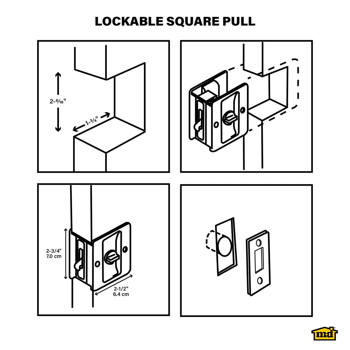 Lockable Square Pull for Pocket Doors