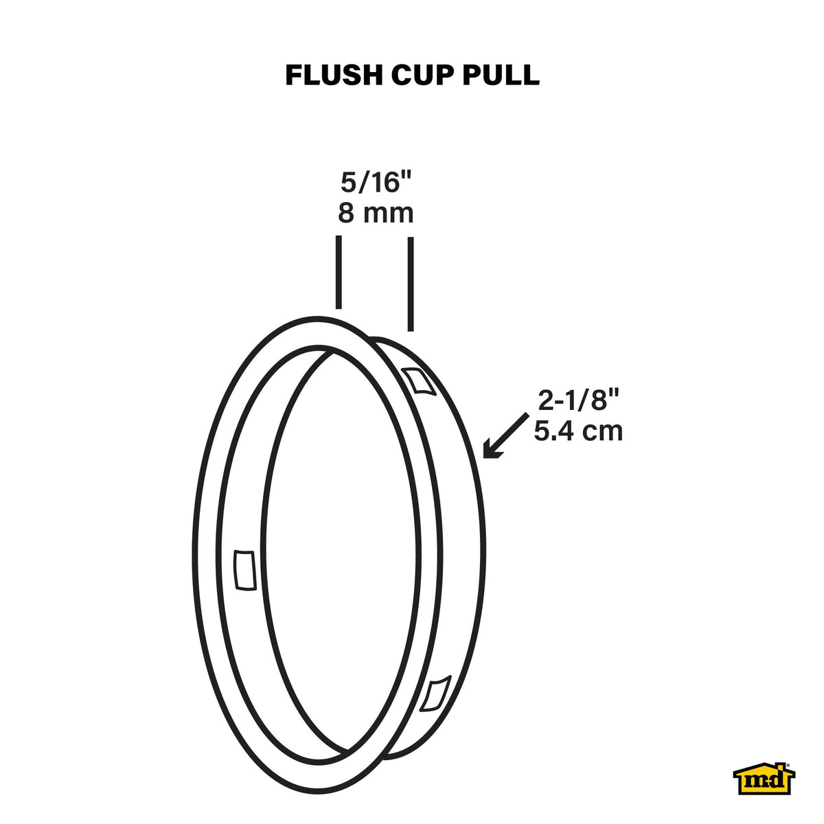 2 1/8" Flush Cup Pull for Sliding Door