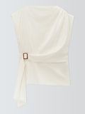 Marella Supremo Belted Drape Sleeveless Regular Women's Top - White UK 10