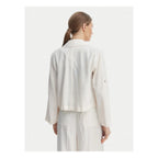 Marella Palchi Women's Linen Blend Cropped Shirt Jacket - Size 6 - White