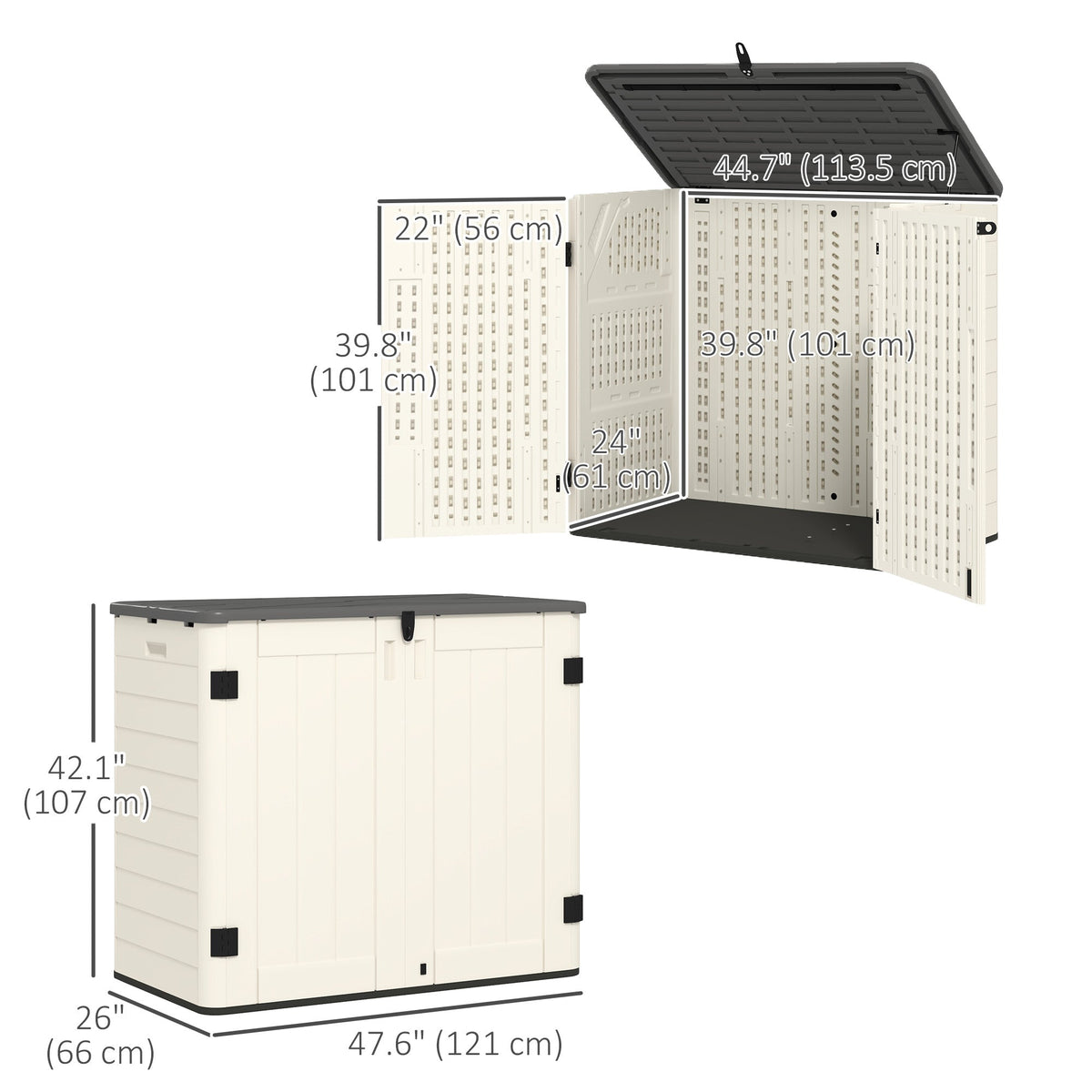 185 Gallon Waterproof Deck Box with Openable Top & Lockable Doors