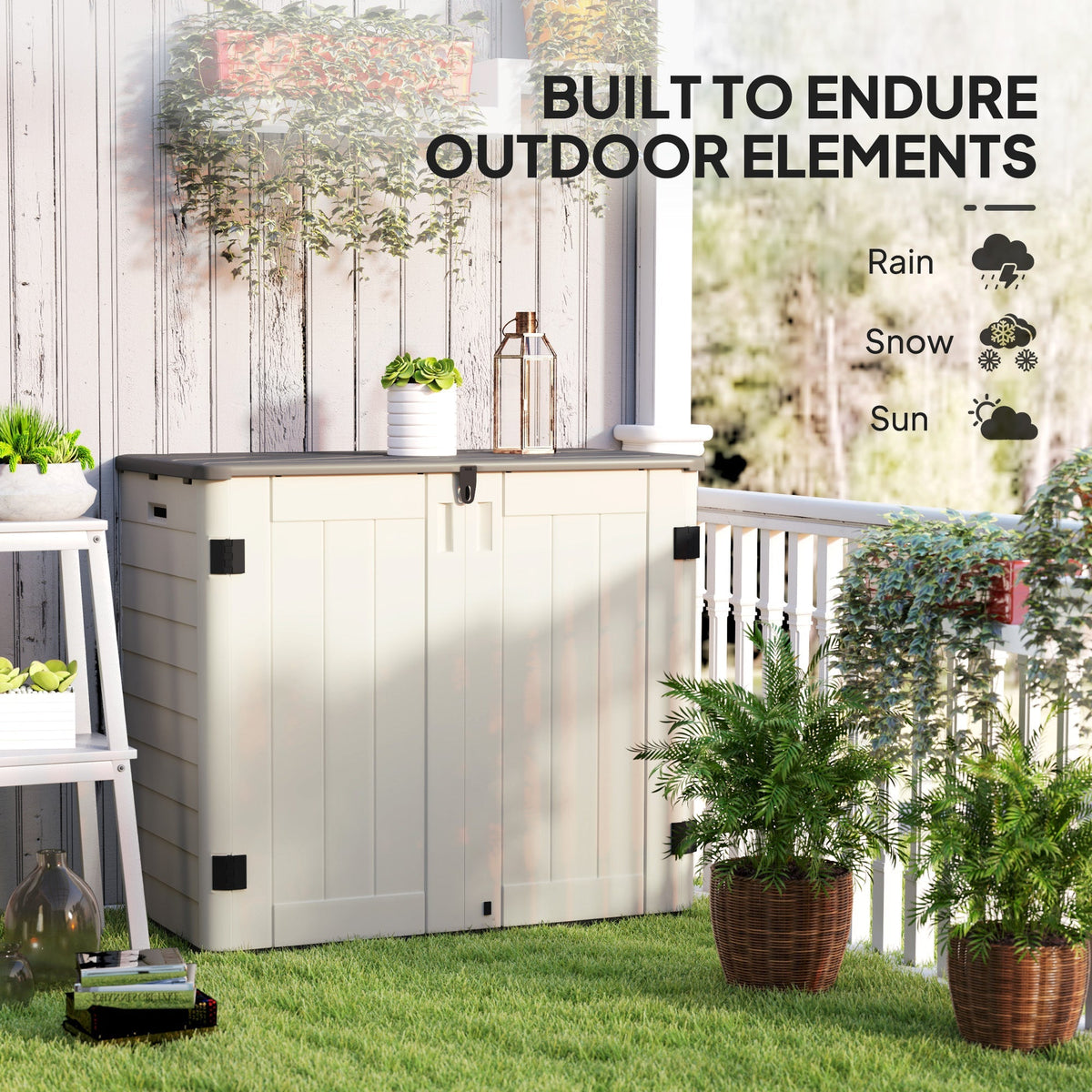 185 Gallon Waterproof Deck Box with Openable Top & Lockable Doors