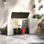 185 Gallon Waterproof Deck Box with Openable Top & Lockable Doors