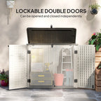 185 Gallon Waterproof Deck Box with Openable Top & Lockable Doors