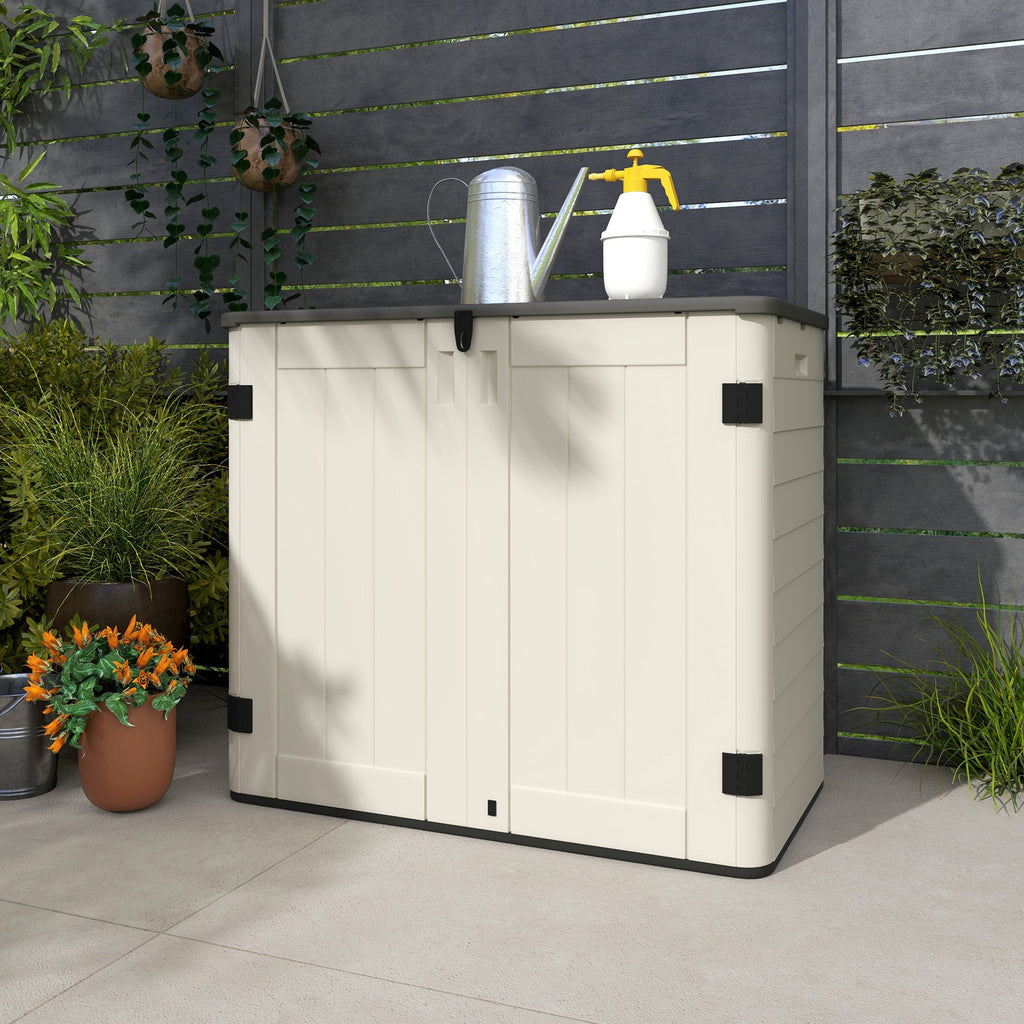 185 Gallon Waterproof Deck Box with Openable Top & Lockable Doors