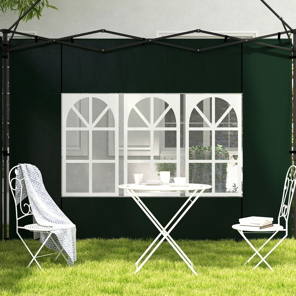 Gazebo Sidewalls with Window for 3x3(m) or 3x6m Gazebo Canopy, 2 Pack Sides Replacement, Green