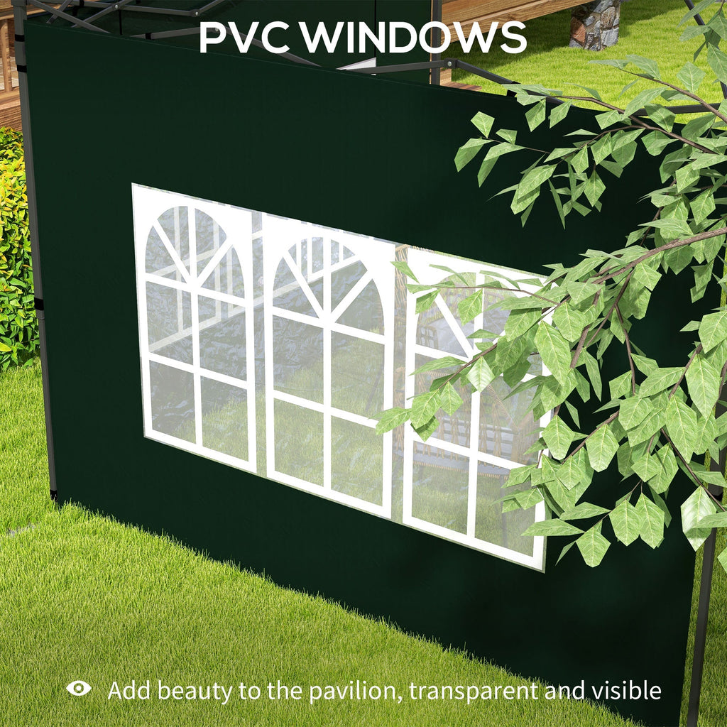 Gazebo Sidewalls with Window for 3x3(m) or 3x6m Gazebo Canopy, 2 Pack Sides Replacement, Green