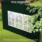 Gazebo Sidewalls with Window for 3x3(m) or 3x6m Gazebo Canopy, 2 Pack Sides Replacement, Green