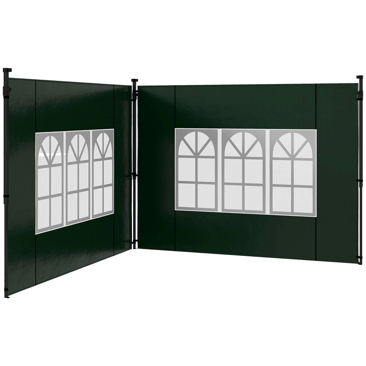Gazebo Sidewalls with Window for 3x3(m) or 3x6m Gazebo Canopy, 2 Pack Sides Replacement, Green