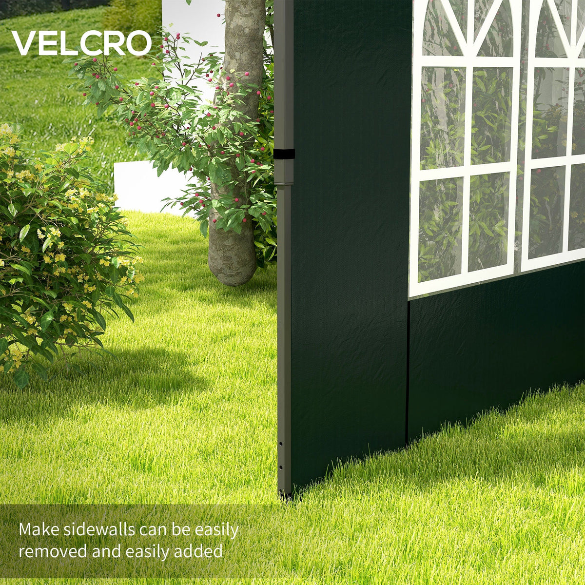 Gazebo Sidewalls with Window for 3x3(m) or 3x6m Gazebo Canopy, 2 Pack Sides Replacement, Green