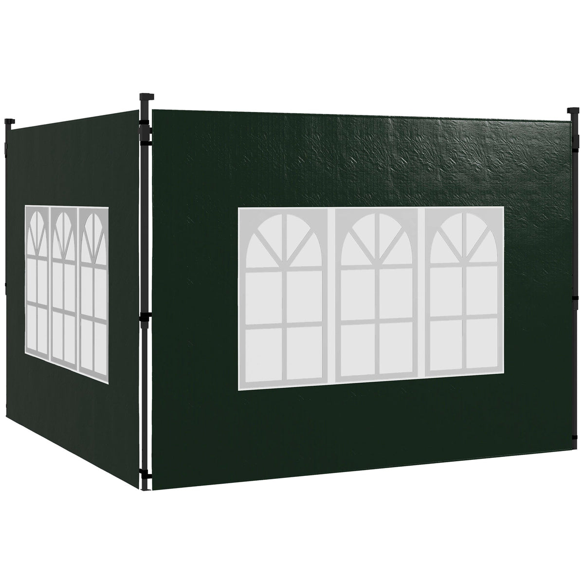 Gazebo Sidewalls with Window for 3x3(m) or 3x6m Gazebo Canopy, 2 Pack Sides Replacement, Green