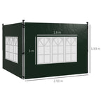 Gazebo Sidewalls with Window for 3x3(m) or 3x6m Gazebo Canopy, 2 Pack Sides Replacement, Green